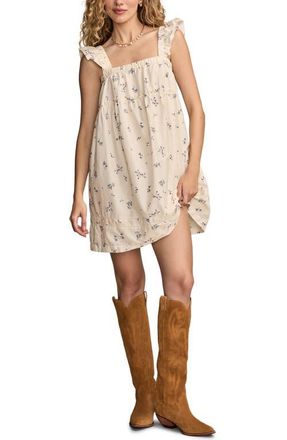 Lucky Brand Ruched Flutter Minidress in Cream Multi at Nordstrom, Size Small