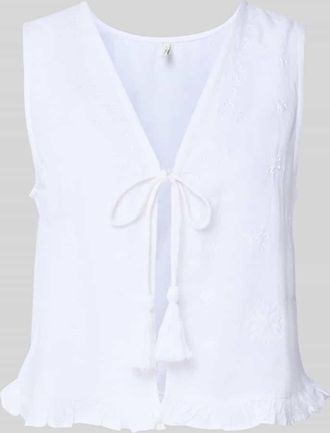 Only Regular Fit Leinenweste mit Stickereien in Weiss, Gr&ouml;&szlig;e XL