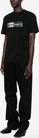 Palm Angels Logo-Print Cotton T-Shirt - Black
