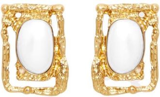 Petit Moments Coastal Gem Quartz Stone Stud Earrings in Gold/Pearl at Nordstrom