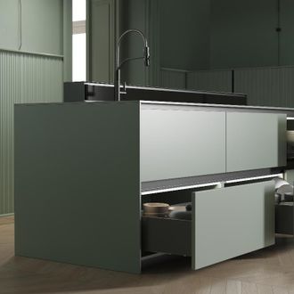 Emuca Emuca - Caj&oacute;n Exterior Vertex Con Regulaci&oacute;n 3d De Altura 178mm, 40kg, Profundidad 350mm, Acero, Gris Antracita