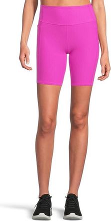 Skechers Go Walk Ribbed High Waist 8 inch Bike Shorts Womens Shorts Vibrant Magenta : XS 8, Nylon/Spandex