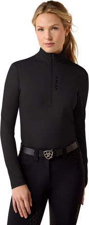 Ariat Womens Lunaveil 1/2 Zip Baselayer Top Long Sleeve in Black, Size 2X-Small, by Ariat