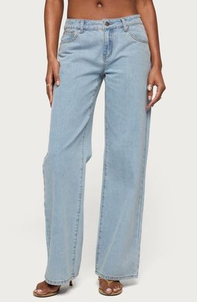 Edikted Raelynn Low Rise Baggy Jeans in Light-Blue at Nordstrom, Size X-Large
