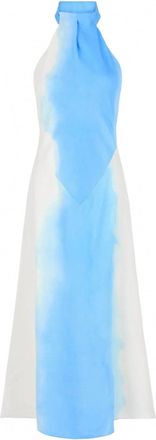 Ferragamo Womens Abstract-Print Halterneck Dress In Multi Blue / White