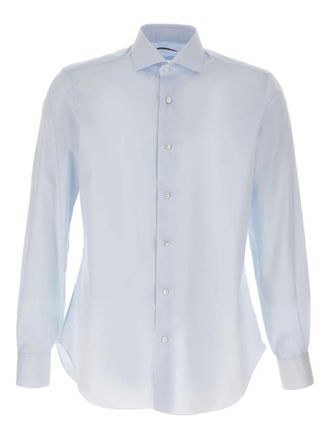 Barba classic-collar cotton shirt - Blue