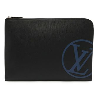 Louis Vuitton Blue Noir Leather Clutch Bag Pochette (Pre-Owned)
