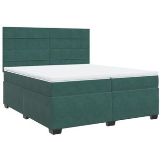 vidaXL Cama Box Spring Con Colch&oacute;n Terciopelo Verde Oscuro 200x200 Cm Vidaxl