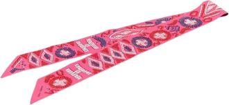 Herm&egrave;s Pre-owned Scarves, female, Pink, Size: ONE SIZE Pre-owned The Kelly en Perles Twilly Scarf