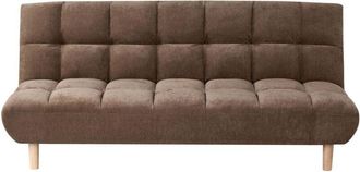 Beliani Sofa Bed Brown Fabric Upholstery Wooden Legs 2 Seater Tufted Backrest Ouilted Seat Modern Design Armless RISOR