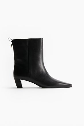 H&M Lederstiefel mit Absatz - Schwarz