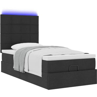 vidaXL Estructura De Cama Otomana Colch&oacute;n Tela Negro 100x200cm Vidaxl