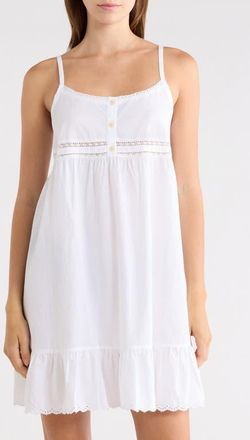 Nordstrom Eyelet Detail Cotton Nightgown in White at Nordstrom, Size X-Large