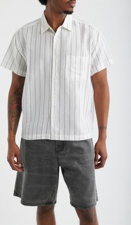 Obey Joe Stripe Short Sleeve Button-Up Shirt in White Multi at Nordstrom, Size Xx-Large
