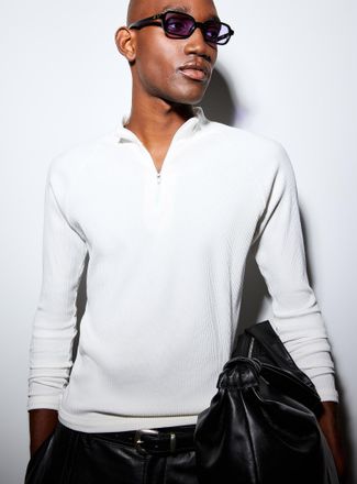Le 31 Mens Ribbed zip-neck sweater Imported from Seoul