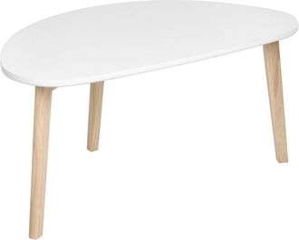 Beliani Beliani - Mesa De Centro Patas De Madera De Pino Tablero De Mdf Estilo Escandinavo Blanco Peque&ntilde;a Fly