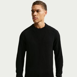 Nike Mens Tailored Performance Crew-Neck Golf Crew-Neck Top in Black | IB0288-010
