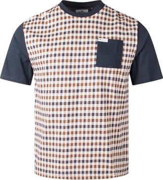 Aquascutum Mens Active Iconic Front Pocket Navy Blue T-shirt Cotton - Size Large