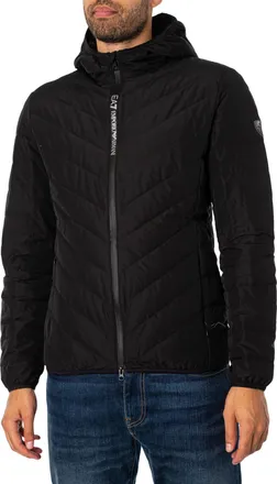 Emporio Armani Logo Ritssluiting Donsjack, Zwart