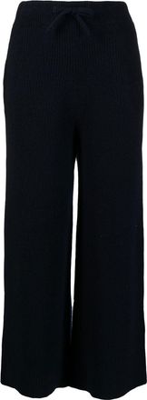 Joshua Sanders smiley-print wide-leg trousers - women - Merino/Cashmere - S - Blue