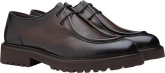 Doucal's Donkerbruine Leren Veterschoenen met Modern Design - Heren - Veterschoenen - Bruin - 41 1/2 EU - Schoenen