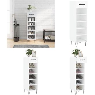 vidaXL Scarpiera Bianca 30x35x105 cm in Legno Multistrato - Scarpiera da interno - Scarpiera con cassetto