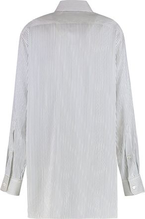 Stella McCartney Womens Shirt Striped Silk White-Steel White/steel