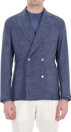 Barba Double-Breasted Cotton-Wool Knitted Easywear Jacket