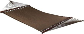 Sunnydaze Soft-Spun Double 2-Person Outdoor Caribbean Spreader Bar Hammock-Mocha