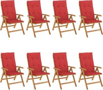 vidaXL Sillas Plegables Reclinables Con Cojines, 8 Piezas, Madera Maciza De Teca. Vidaxl