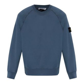 Stone Island Oversized katoenen sweater met ronde hals - Heren - Sweatshirts - Blauw - S - Katoen - Hoodies & sweatvesten