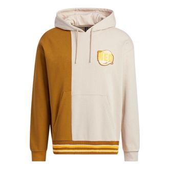adidas (WMNS) adidas color block striped sports long-sleeved hoodie brown tan IA6817