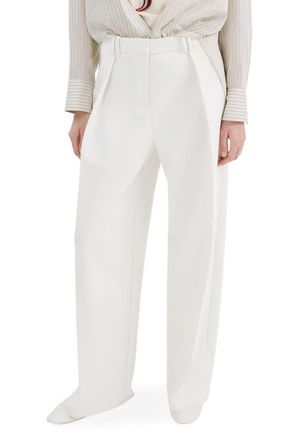 Mango Pleated Wide Leg Pants in White at Nordstrom, Size 4