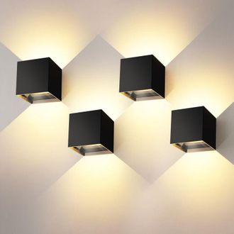OEM L&aacute;mpara De Pared Led Para Interior, 12 W, 4 Unidades, Con &Aacute;ngulo De Haz Ajustable, Luz De Pared Para Exterior, Blanco C&aacute;lido, 3000 K, Ip65, Resistente