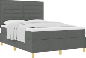 vidaXL Box Spring Bed with Mattress Dark grey 140 x 200 cm Fabric vidaXL