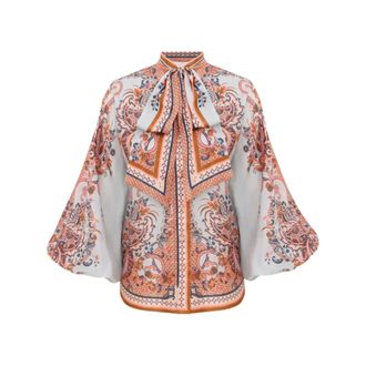 Zimmermann Tie-neck Blouse - female - Zimmermann - Blouses - Multicolor - S - Blouses & Shirts