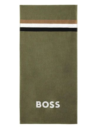 BOSS logo-embroidered beach towel - men - Cotton - OS - Green