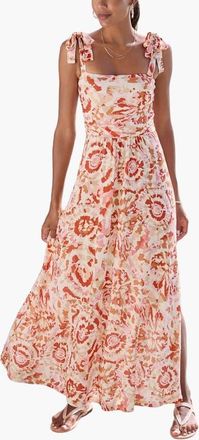 Lascana Womens Tie Strap Maxi Dress in Rose Red at Nordstrom, Size 10
