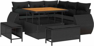 vidaXL Garden Sofa Set with Cushion 8 pcs Black Poly Rattan vidaXL