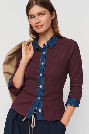 Dolan Denim Mix Cardigan Top