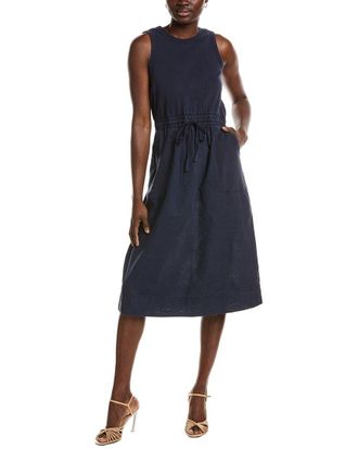 Michael Stars Wilhelmina Mixed Media Linen-Blend Midi Dress