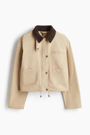 H&M Canvasjacke mit Cordkragen - Hellbeige