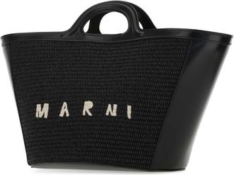 Marni Womens Tropicalia Top Handle Bag Black Body Cotton Polyamidenylon