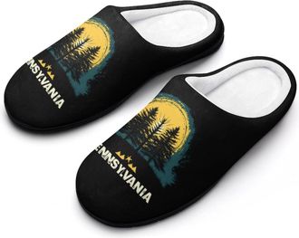 Generic Vintage Pennsylvania Slippers Men Winter Warm Cotton Anti-Slip Indoor Slip-Ons House Shoes