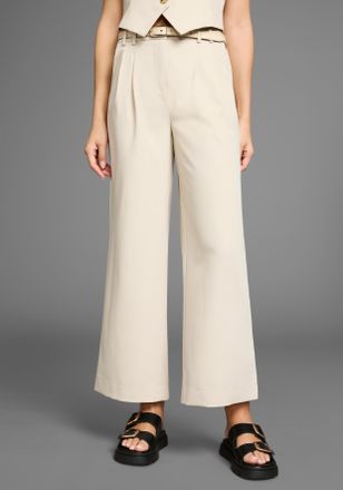 Laura Scott Bundfaltenhose LAURA SCOTT, Damen, Gr. 34, N-Gr, beige, Web, Obermaterial: 80% Polyester, 16% Viskose, 4% Elasthan, unifarben, figurumspielend kn&ouml;chel