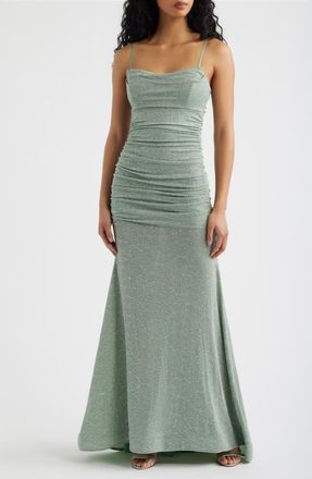 Emerald Sundae Glitter Mermaid Gown in Sage at Nordstrom, Size Small