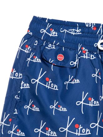 Kiton Logo-Print Swim Shorts - Navy