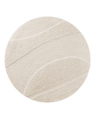 Wecon Home Alfombra de ba&ntilde;o redonda en relieve blanco crema &Oslash;80
