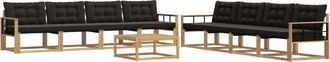 vidaXL Conjunto De Sof&aacute;s De Exterior 9 Uds. Blanco Y Negro Vidaxl