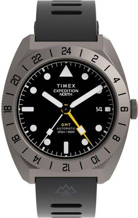 Timex Expedition North GMT Titanium Automatic Silicone Strap Watch, 41mm in Black at Nordstrom